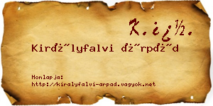 Királyfalvi Árpád névjegykártya