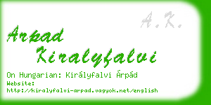 arpad kiralyfalvi business card